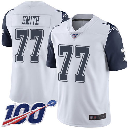 Men Dallas Cowboys Limited White Tyron Smith #77 100th Season Rush Vapor Untouchable NFL Jersey
